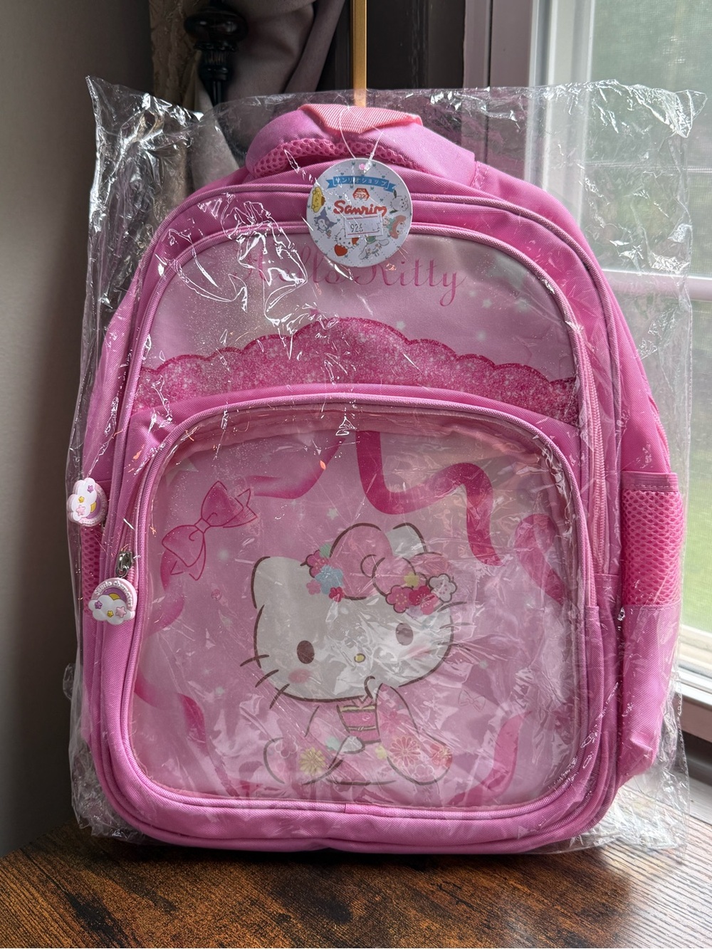 NWOT Hello Kitty Pink Children's Backpack with Clear Front Pocket
